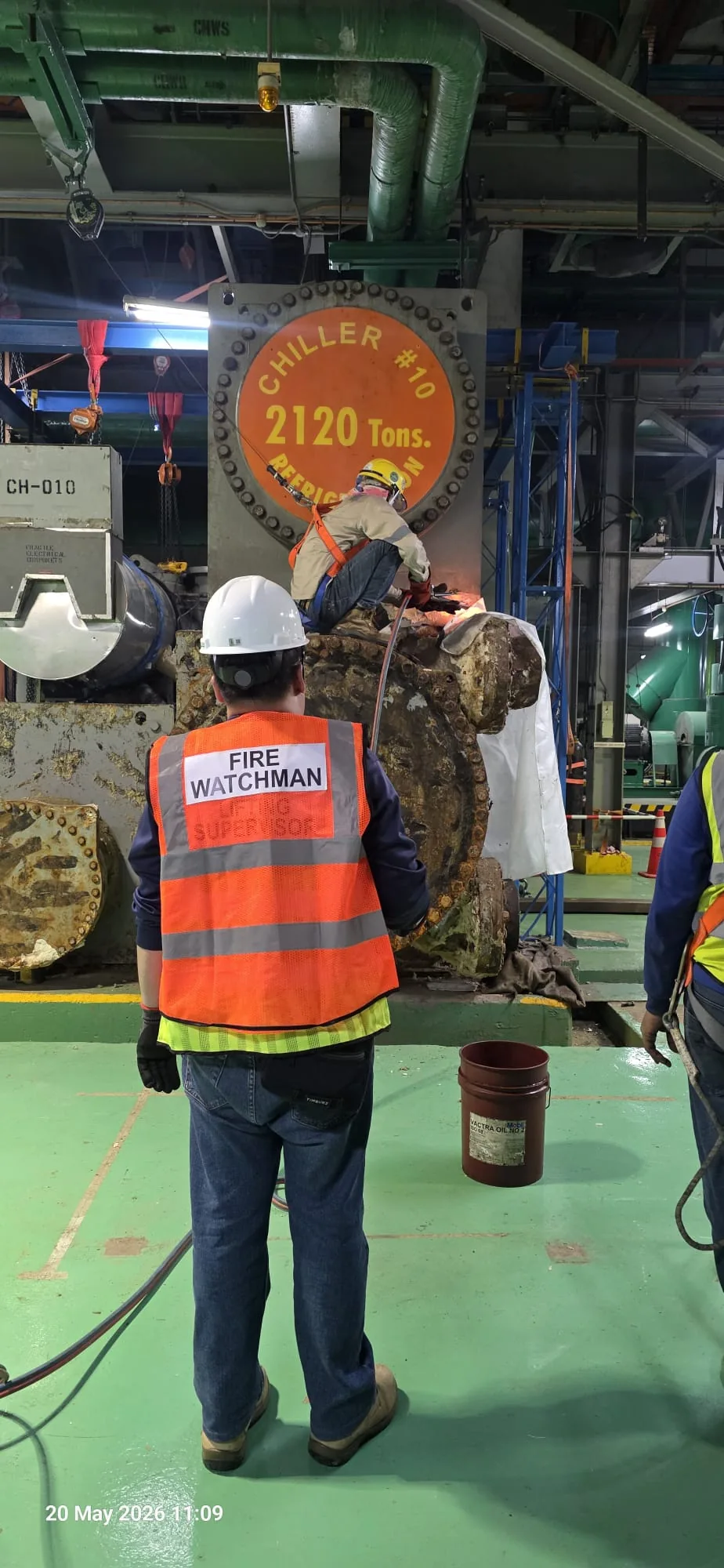 Fire watch during chiller dismantling