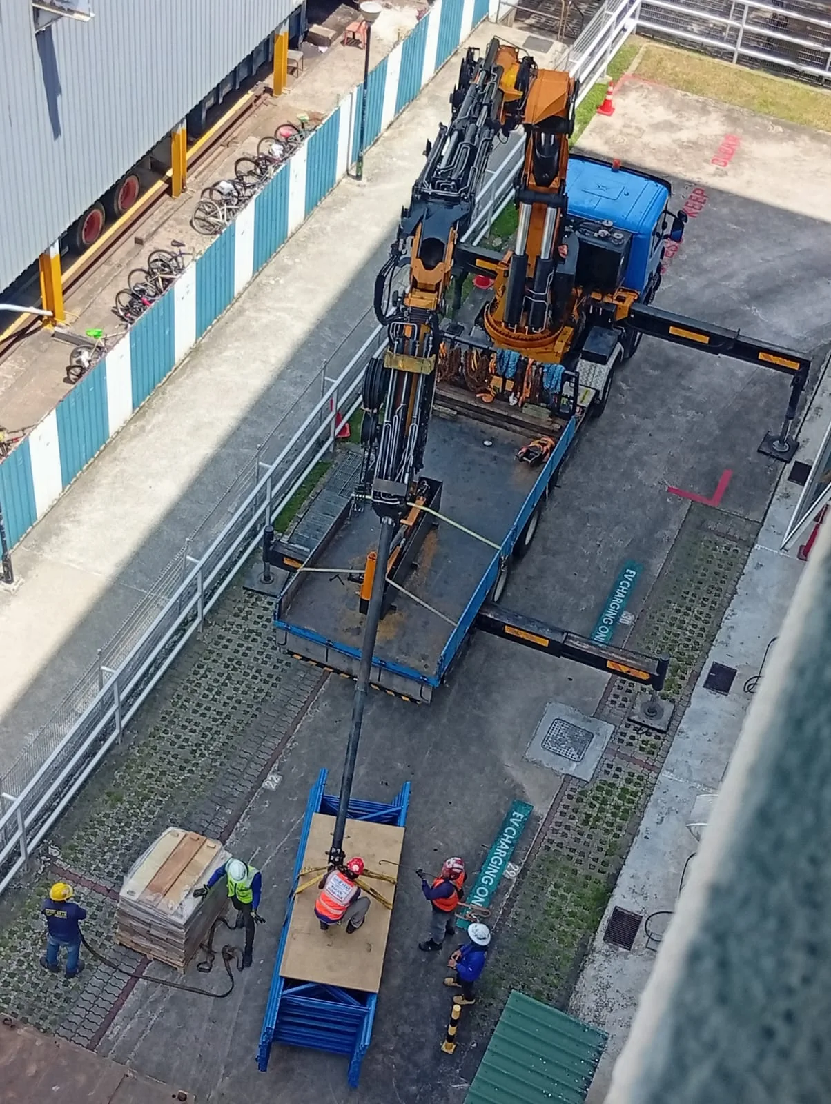 High-rise lifting viewed from above