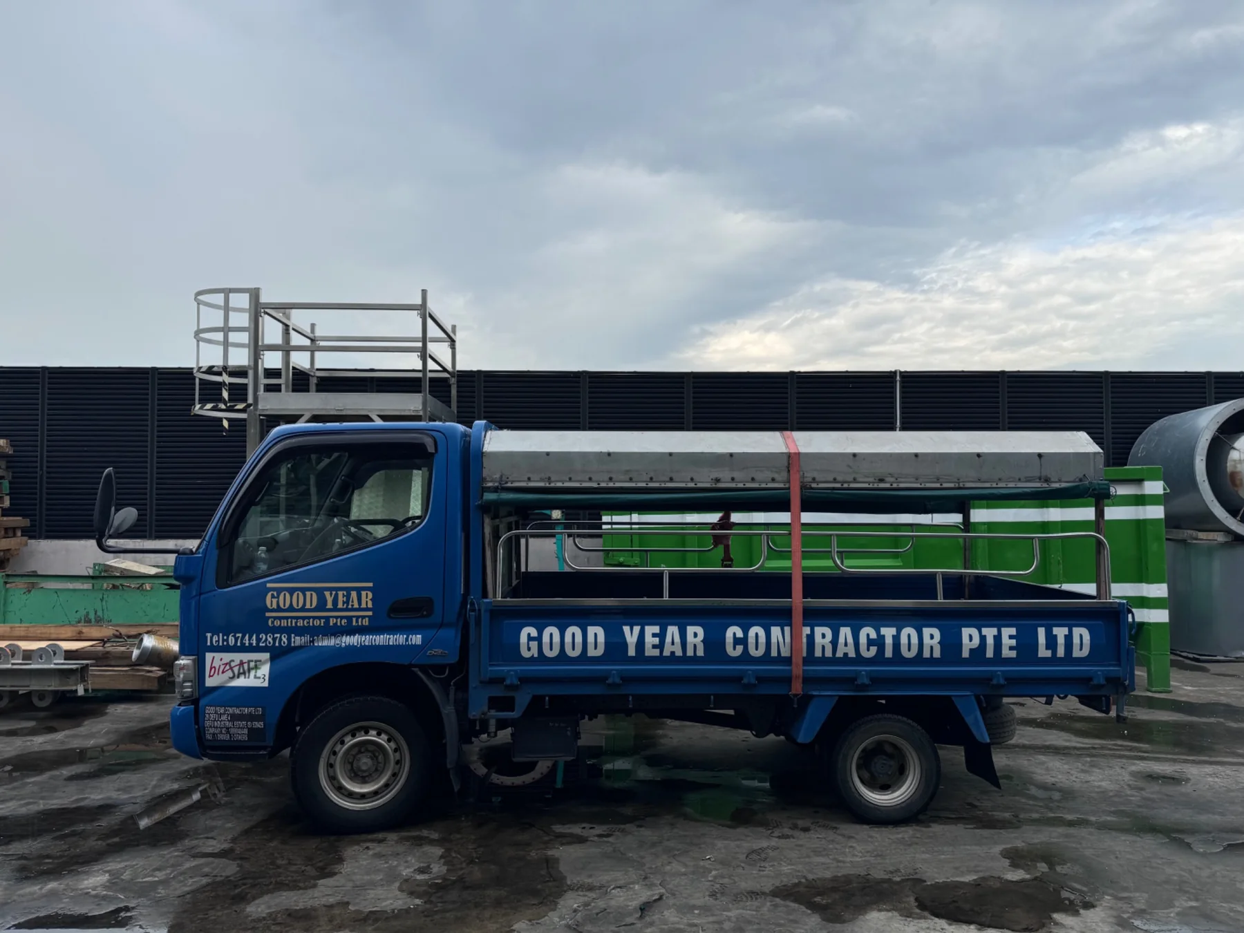 Good Year Contractor lorry carrying fabricated equipment